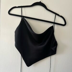Princess Polly black backless cowl neck crop top